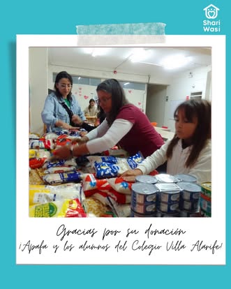 Donación de víveres de APAFA Villa Alarife a Shari Wasi